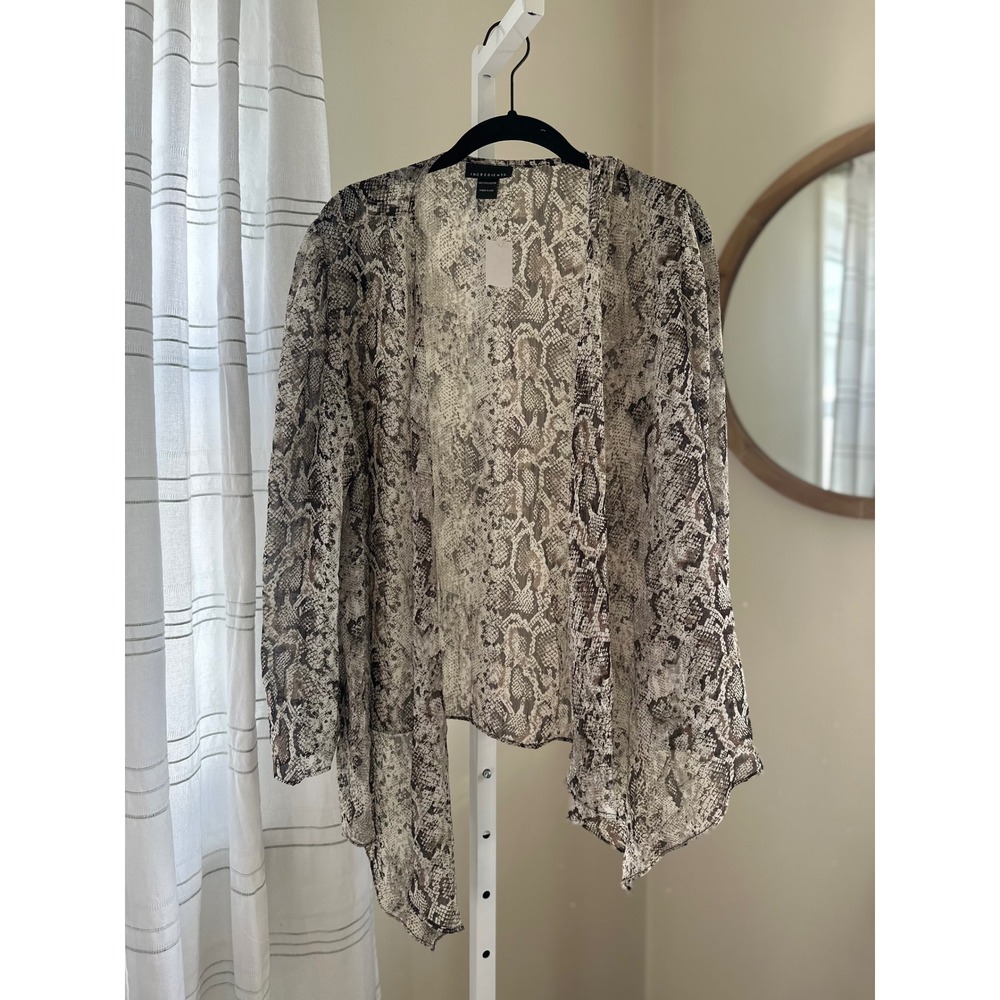 Ingredients Womens Snakeskin Print Open Front Sheer Cardigan Brown Combo Missy M